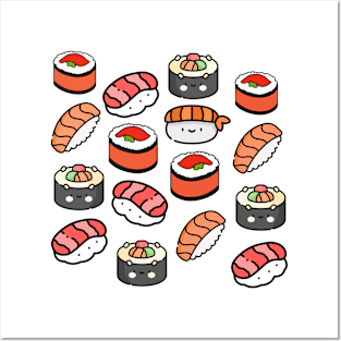 Cute Kawaii Sushi Colorful Fun Food Posters and Art